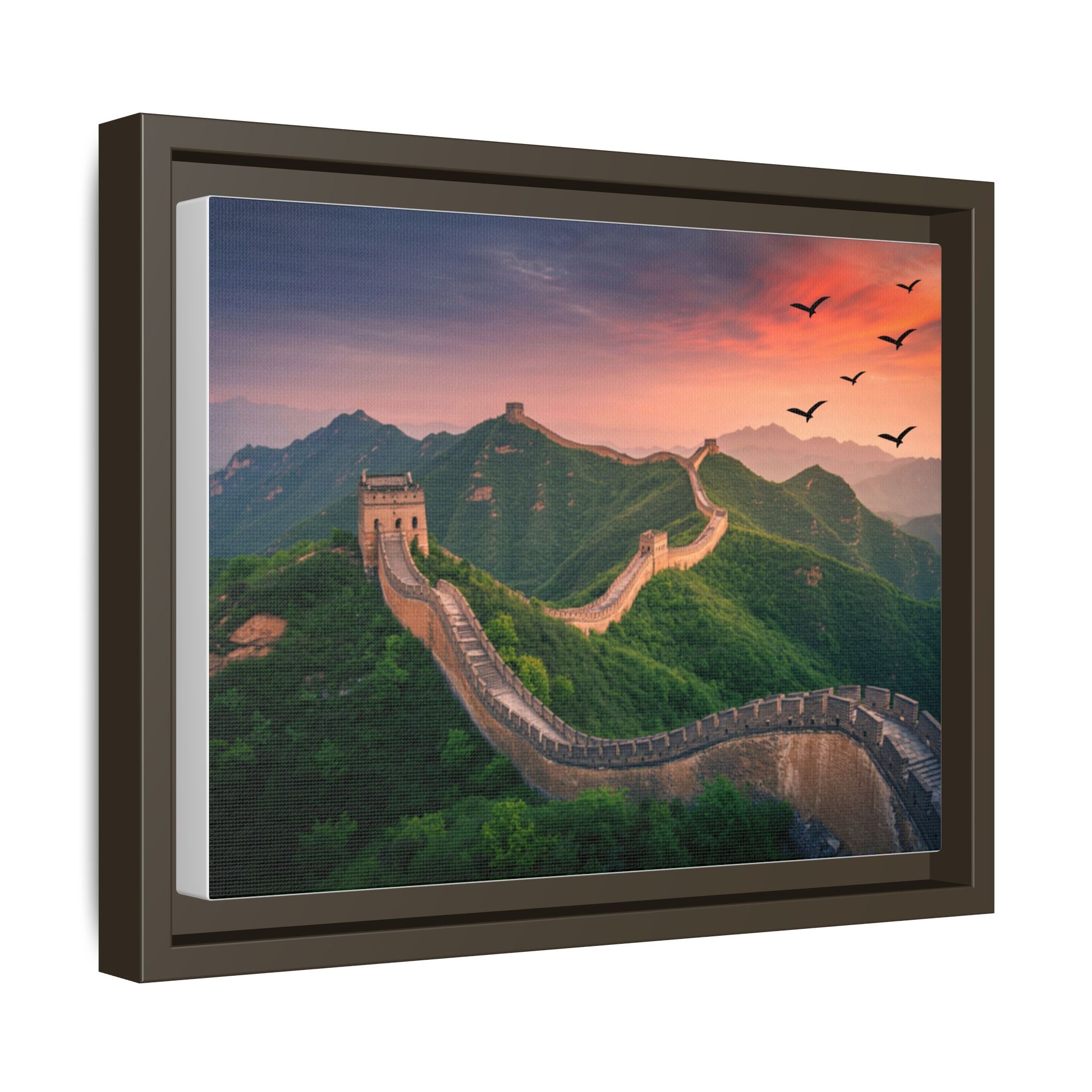 Great Wall of China Sunset Canvas Print – Misty Mountain Landscape Wall Art, Chinese Landmark Decor
