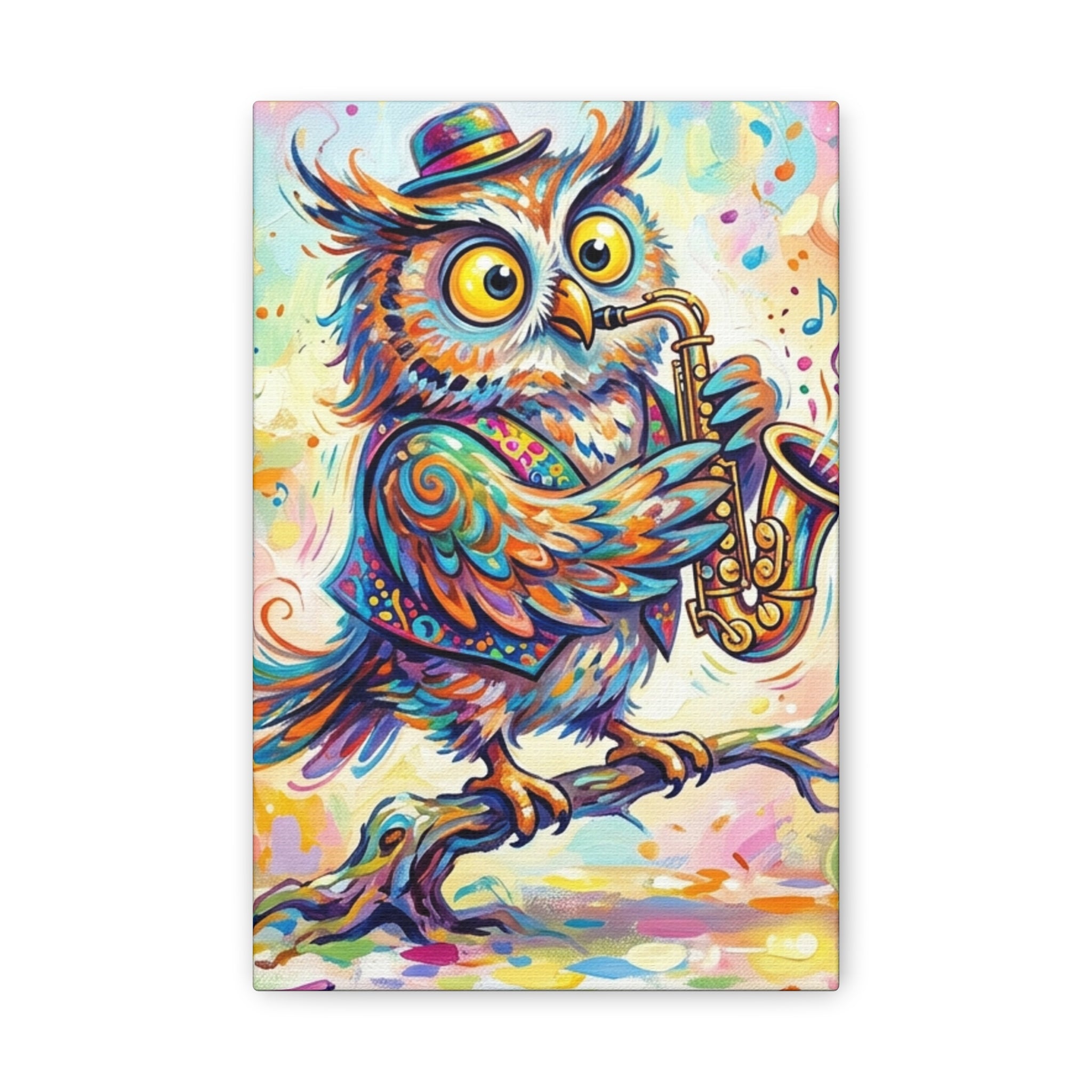 Colorful Sax Owl Canvas Print