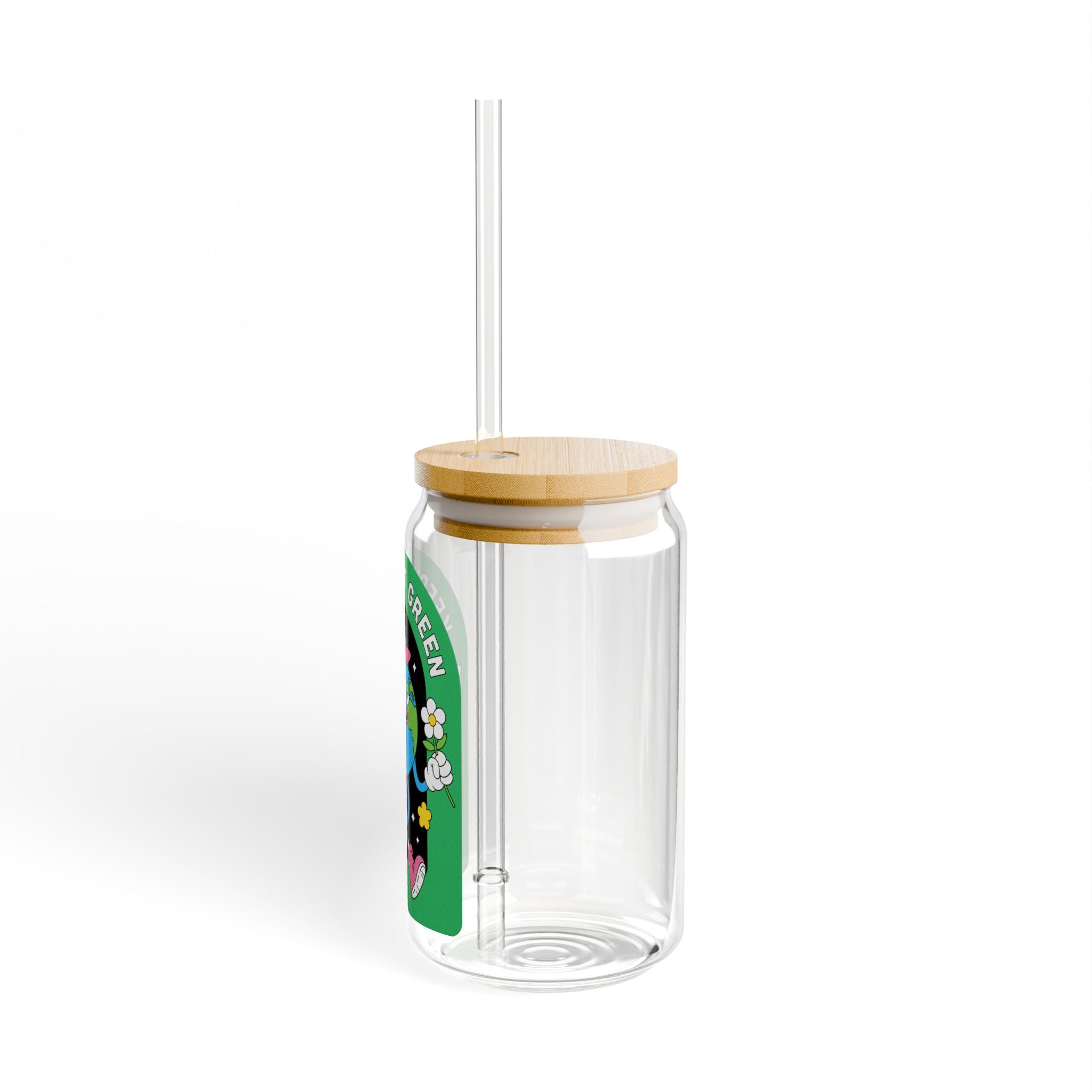 Keepin' It Green Sipper Glass - 16oz Eco-Friendly Straw Tumbler