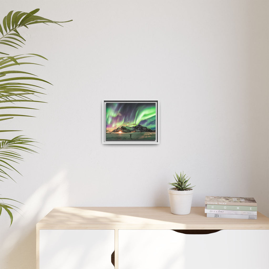 Framed Matte Canvas Print — Northern Lights Aurora Landscape