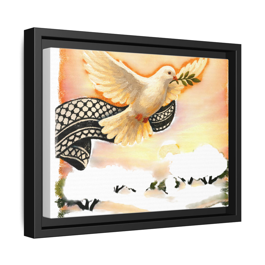 Framed Matte Canvas Print — Dove with Olive Branch Wall Art