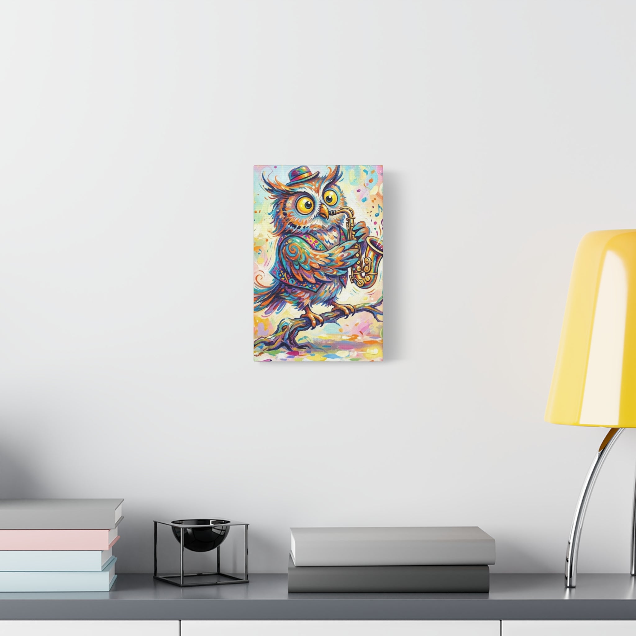 Colorful Sax Owl Canvas Print