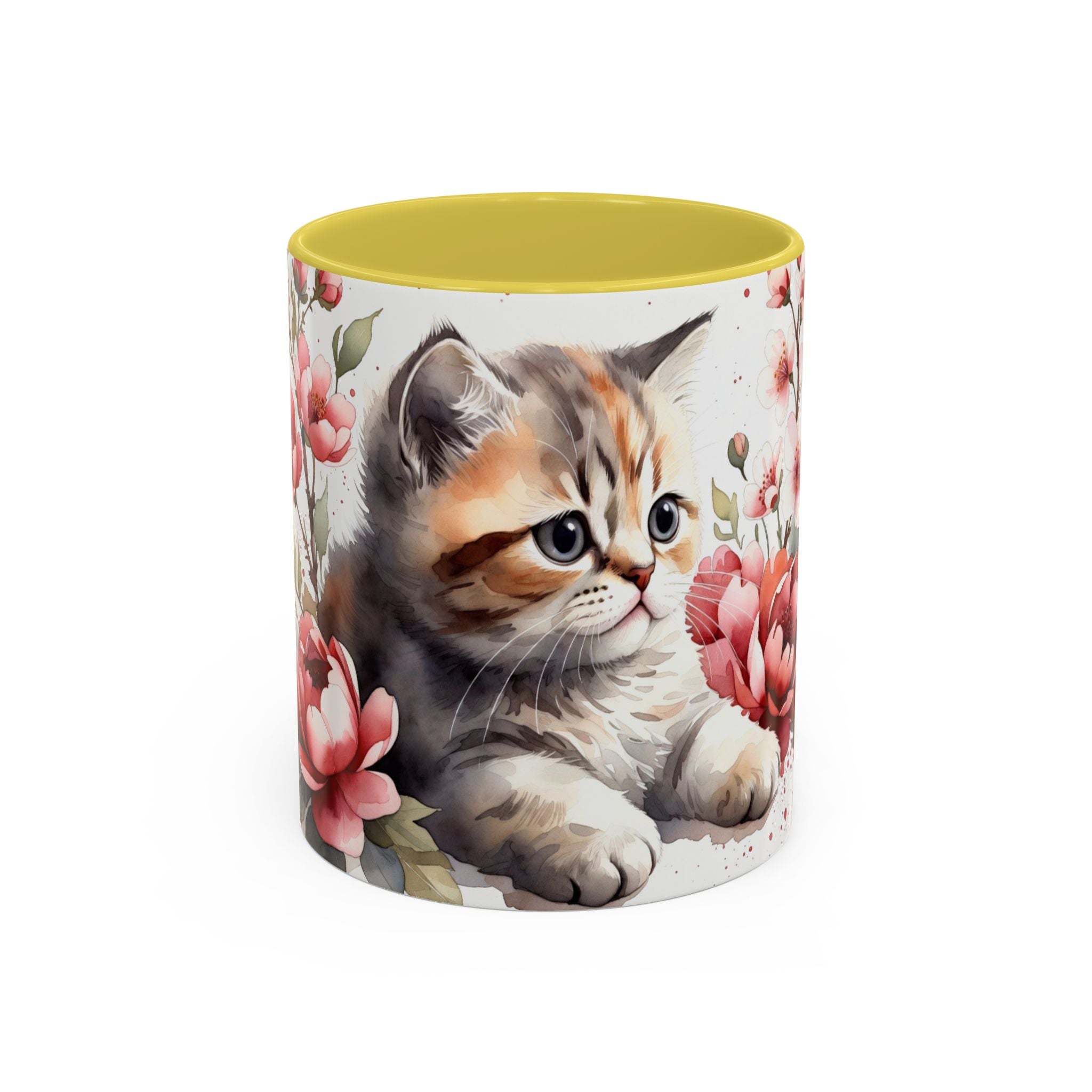 Cute Floral Kitten Coffee Mug (11oz & 15oz)