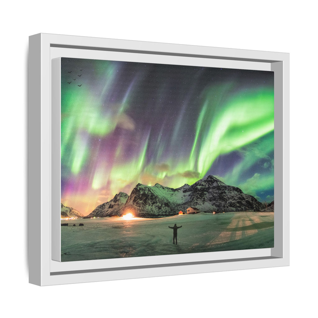 Framed Matte Canvas Print — Northern Lights Aurora Landscape
