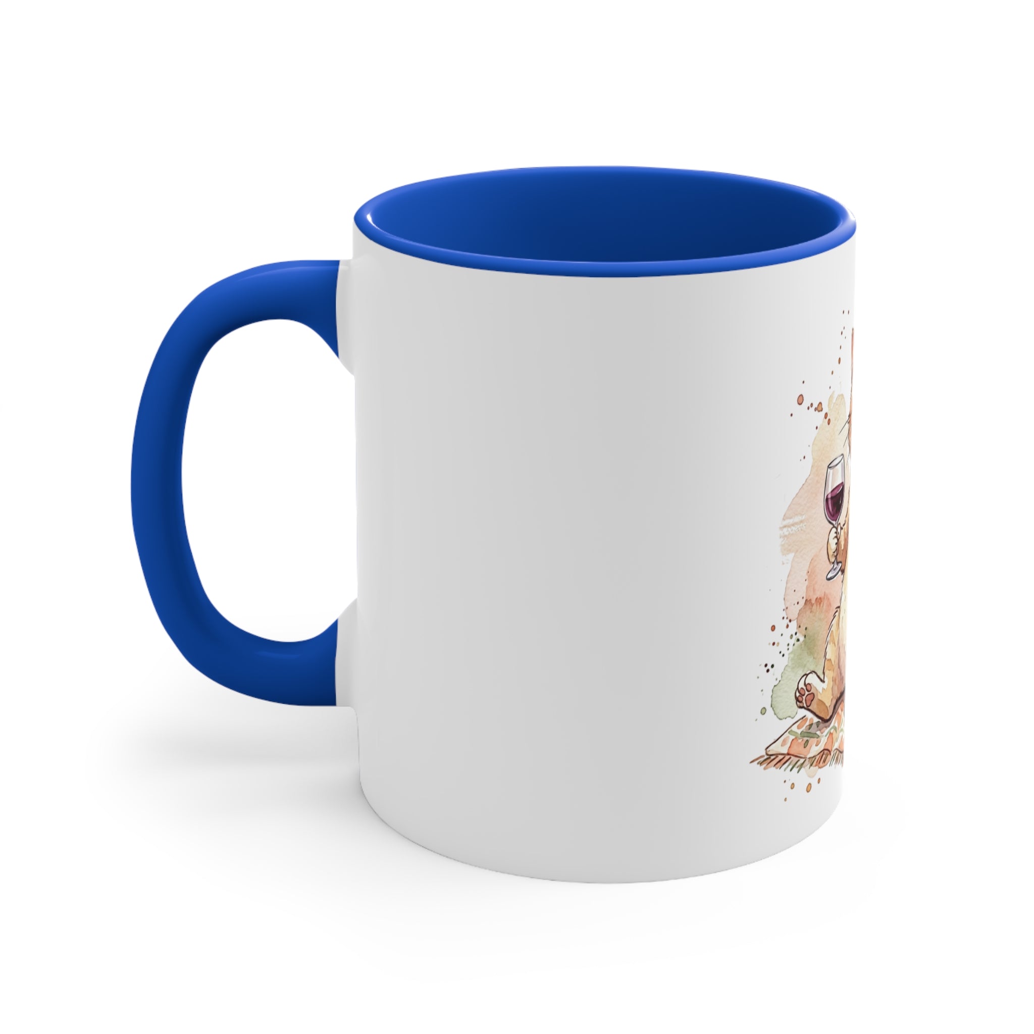 Cute Ginger Cat with Wine Accent Mug — Whimsical Gift for Cat Lovers