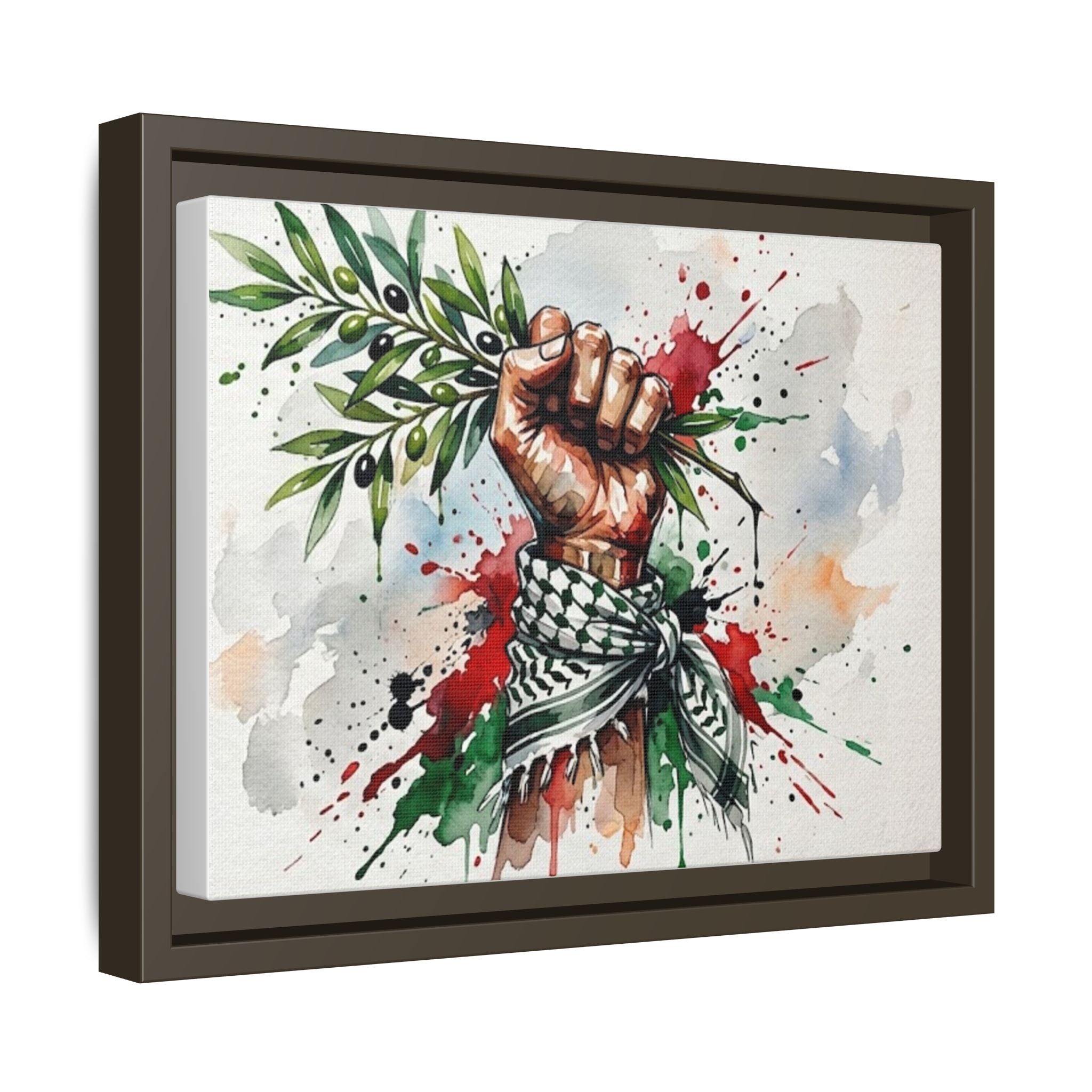Framed Matte Canvas Art – Raised Fist with Olive Branch (Peace & Resistance)