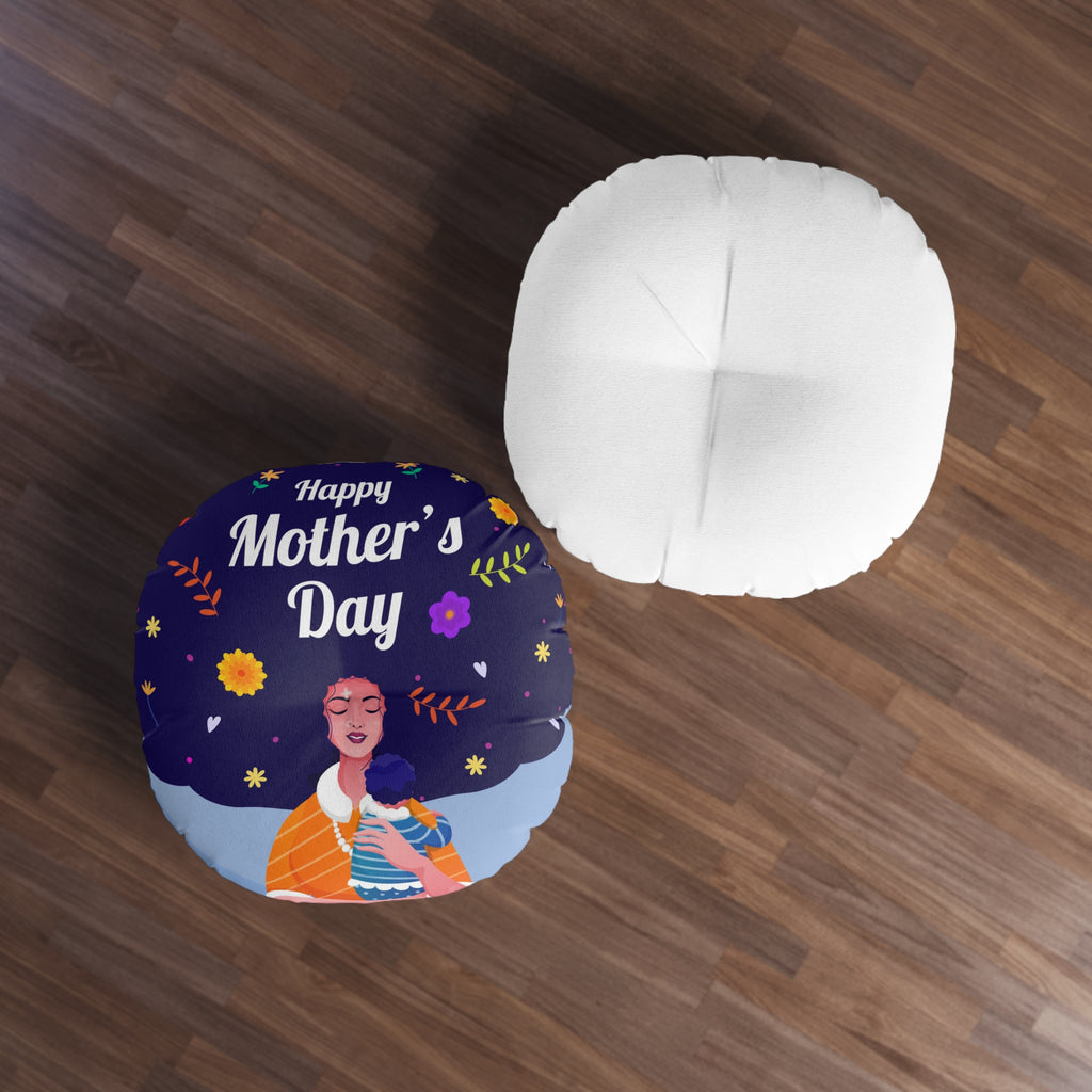 Happy Mothers Day - Tufted Floor Pillow, Round