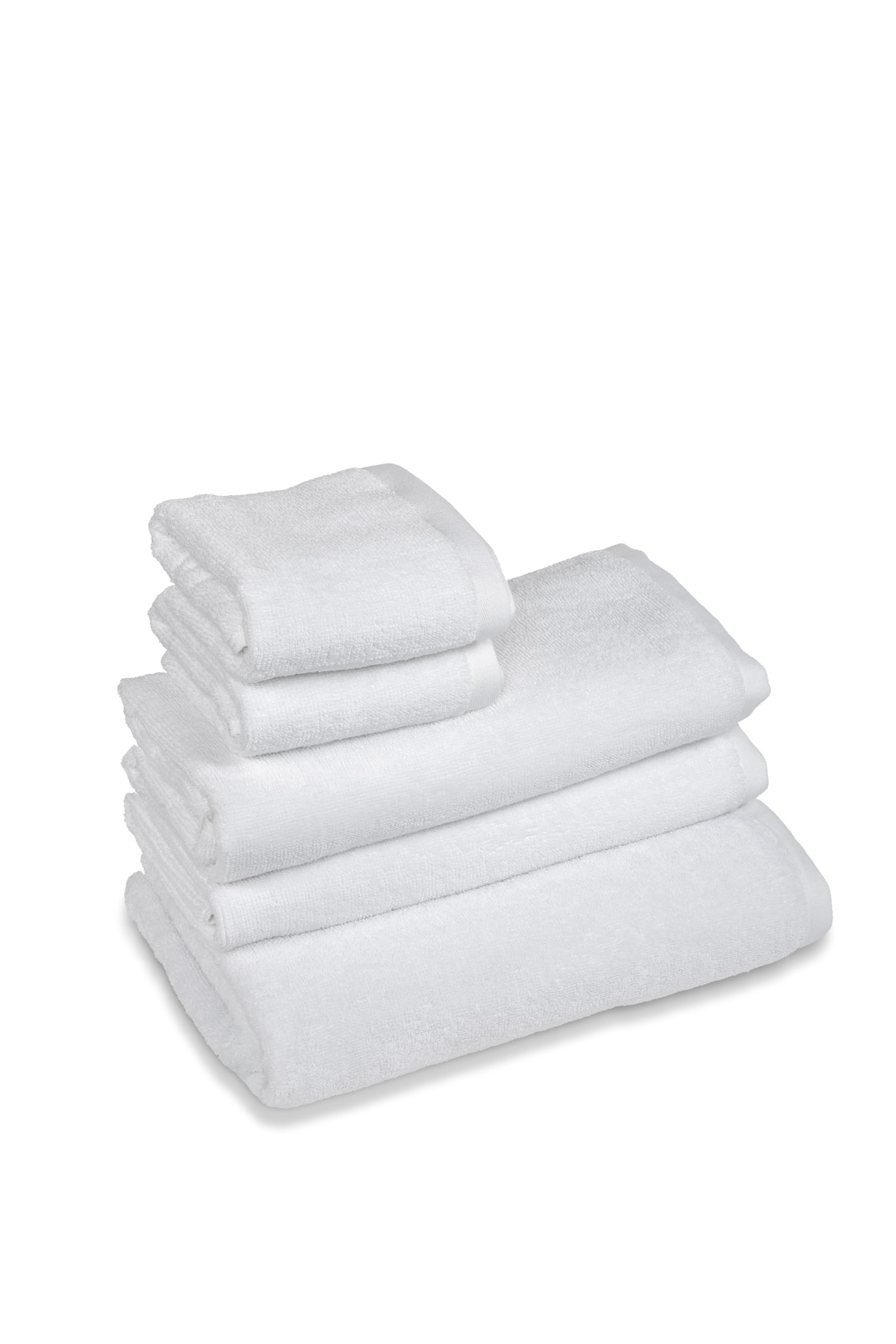 HH HERMET HOTELLERIE Terry Towel Set 100% Cotton, 2 Face 60 x 100 + 2 Guest Towels 40 x 60 + 1 Towel 90 x 140 cm, Pack of 5, 450 g/m?, Double Twisted,