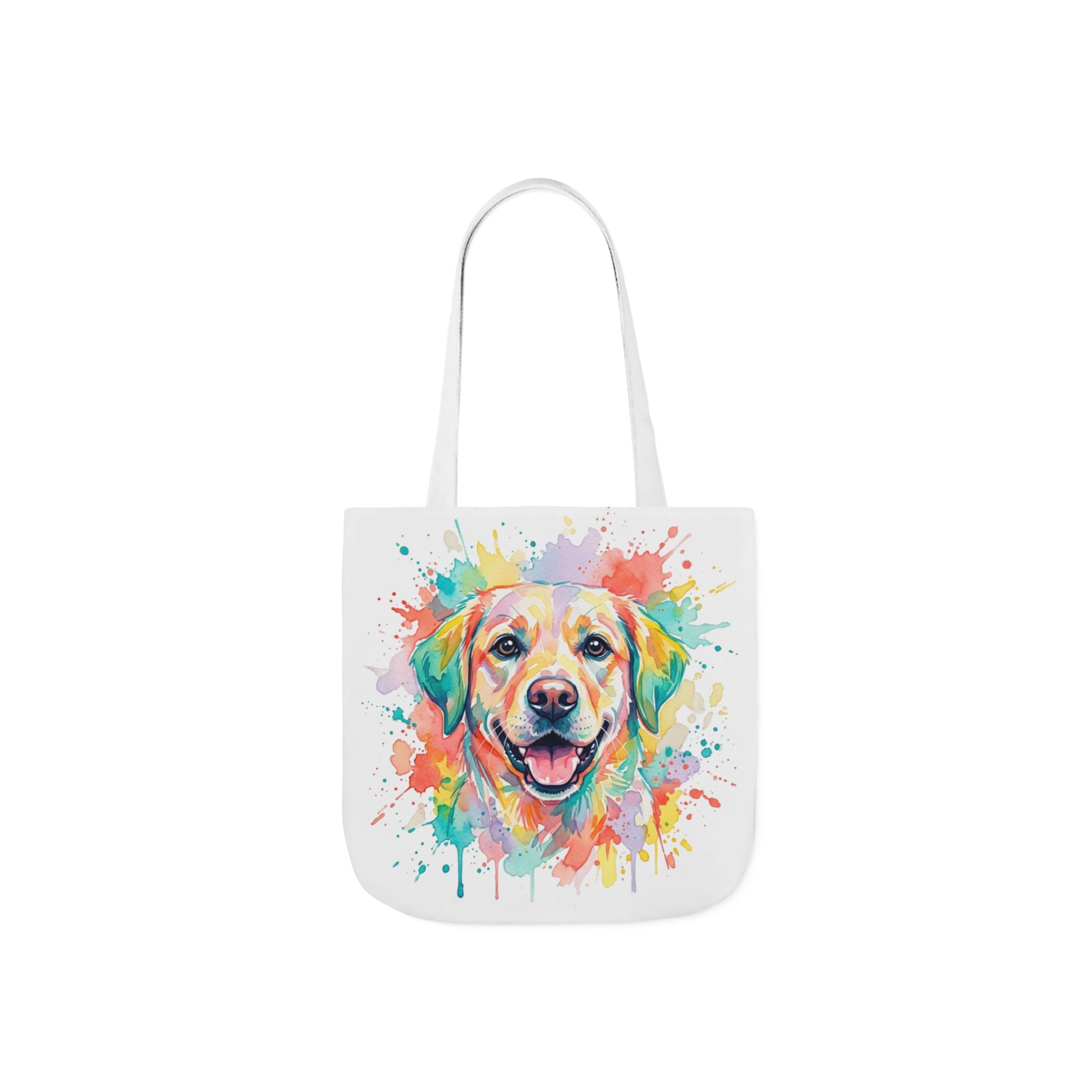 Cute Dog Canvas Tote Bag, 5-Color Straps