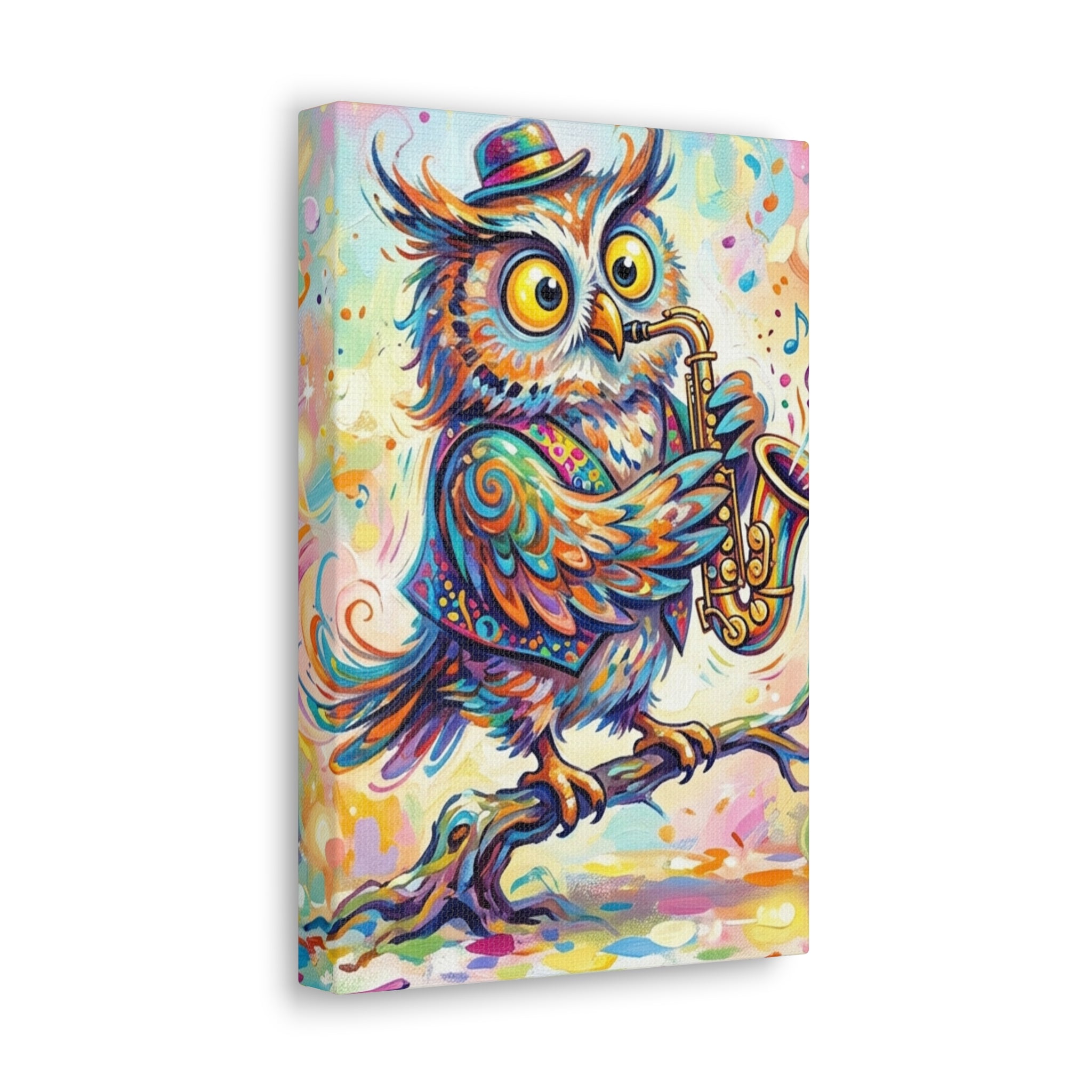 Colorful Sax Owl Canvas Print