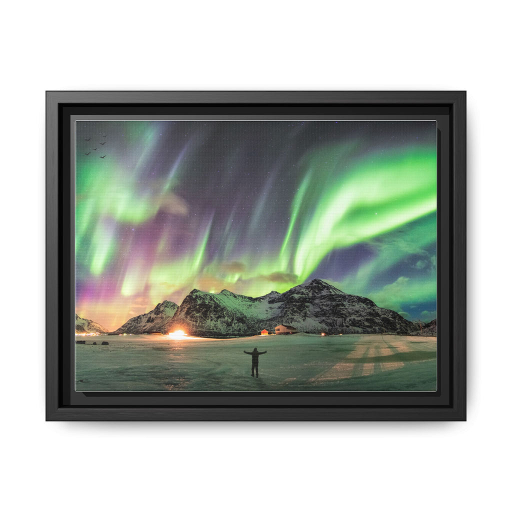 Framed Matte Canvas Print — Northern Lights Aurora Landscape