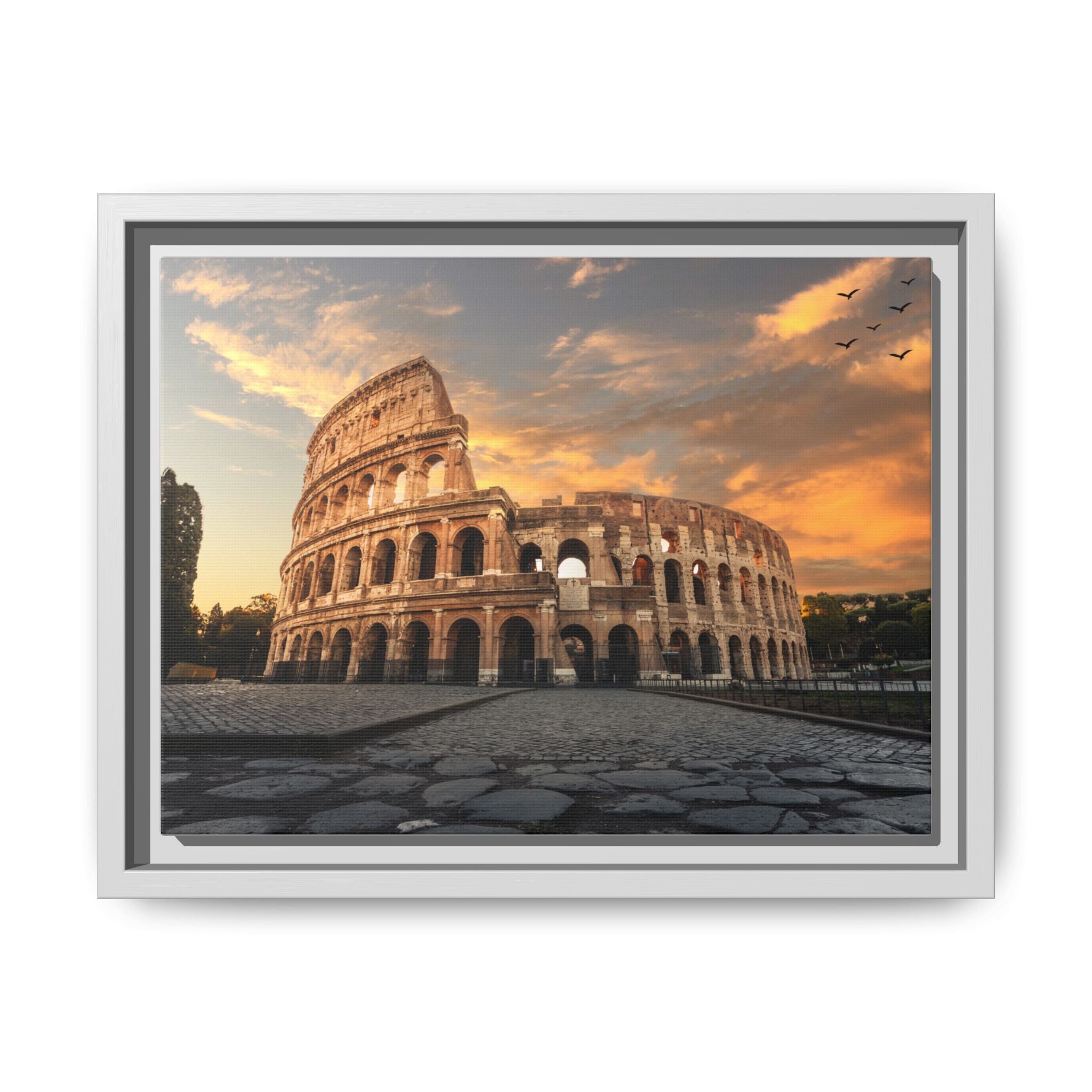 Colosseum Sunset Framed Canvas Print