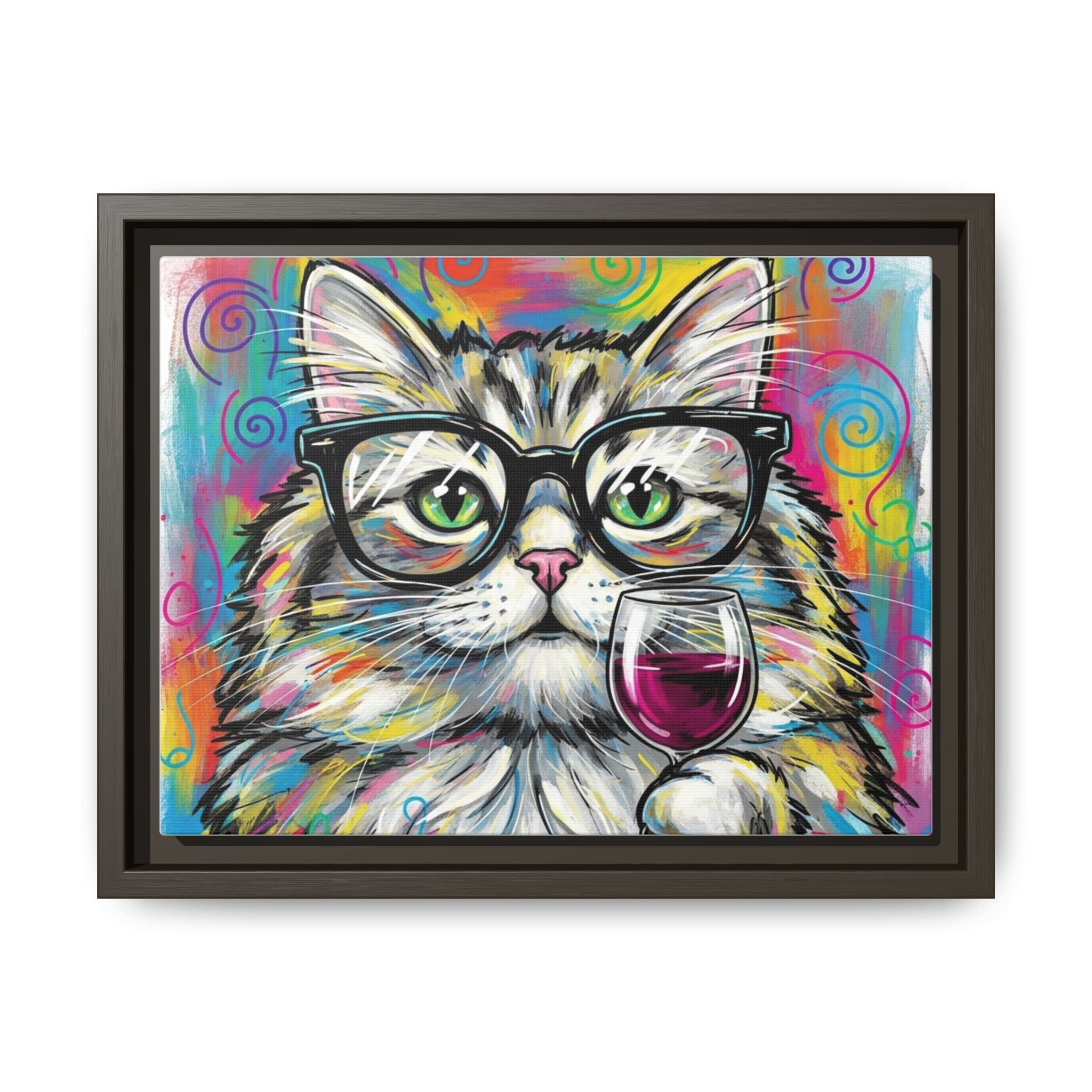 Cute Cat Matte Canvas, Framed (Multi-color)