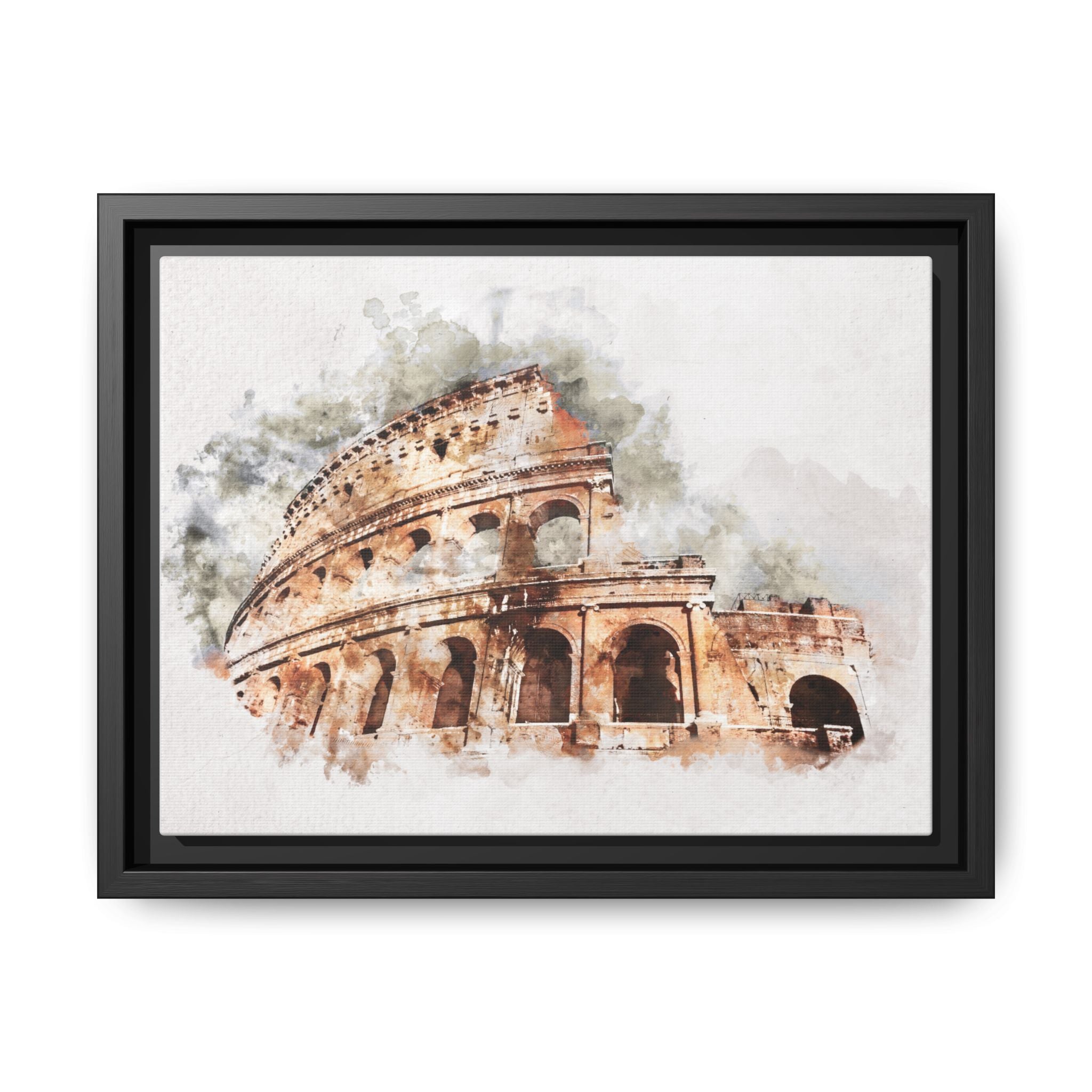 Framed Matte Canvas Print — Watercolor Colosseum Wall Art