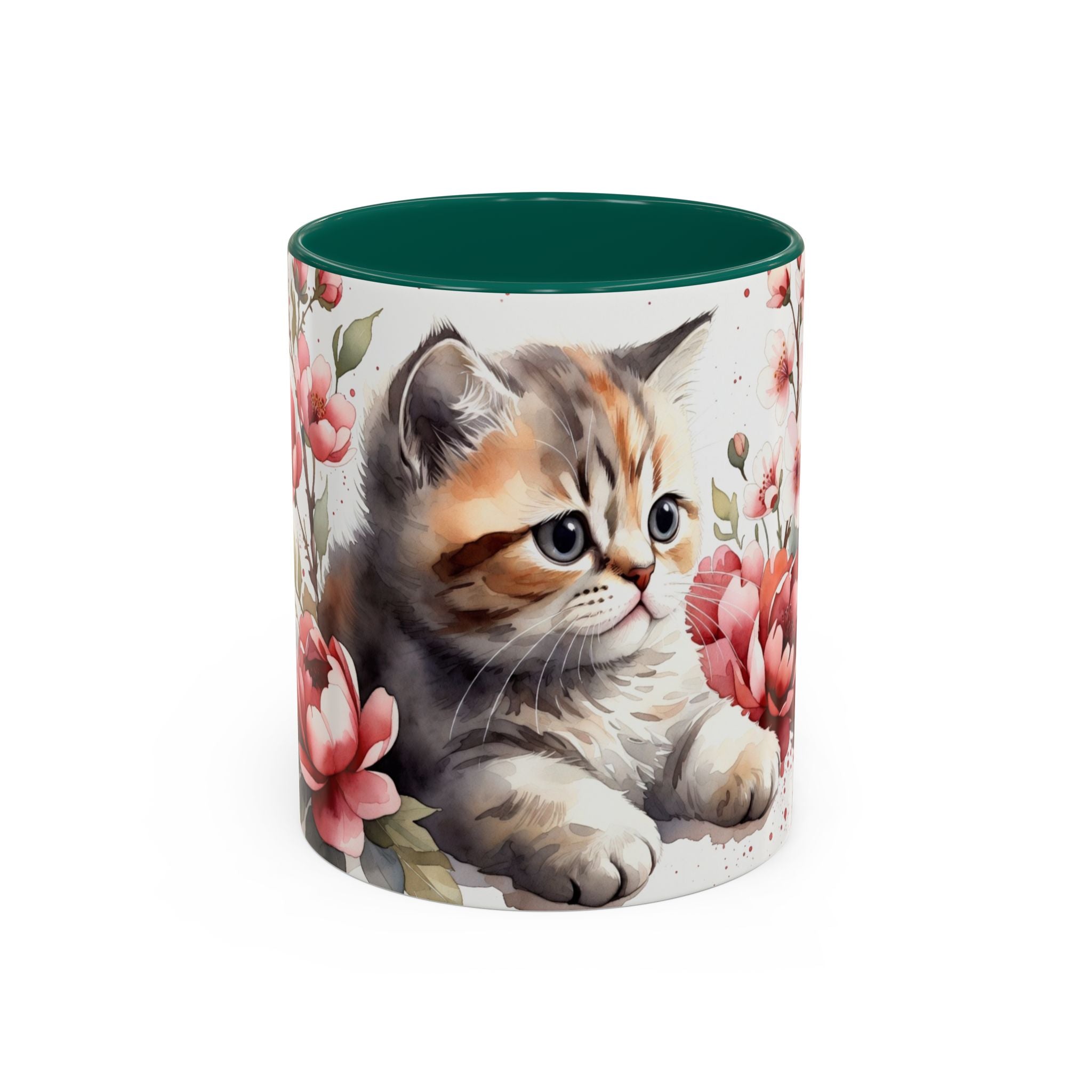 Cute Floral Kitten Coffee Mug (11oz & 15oz)