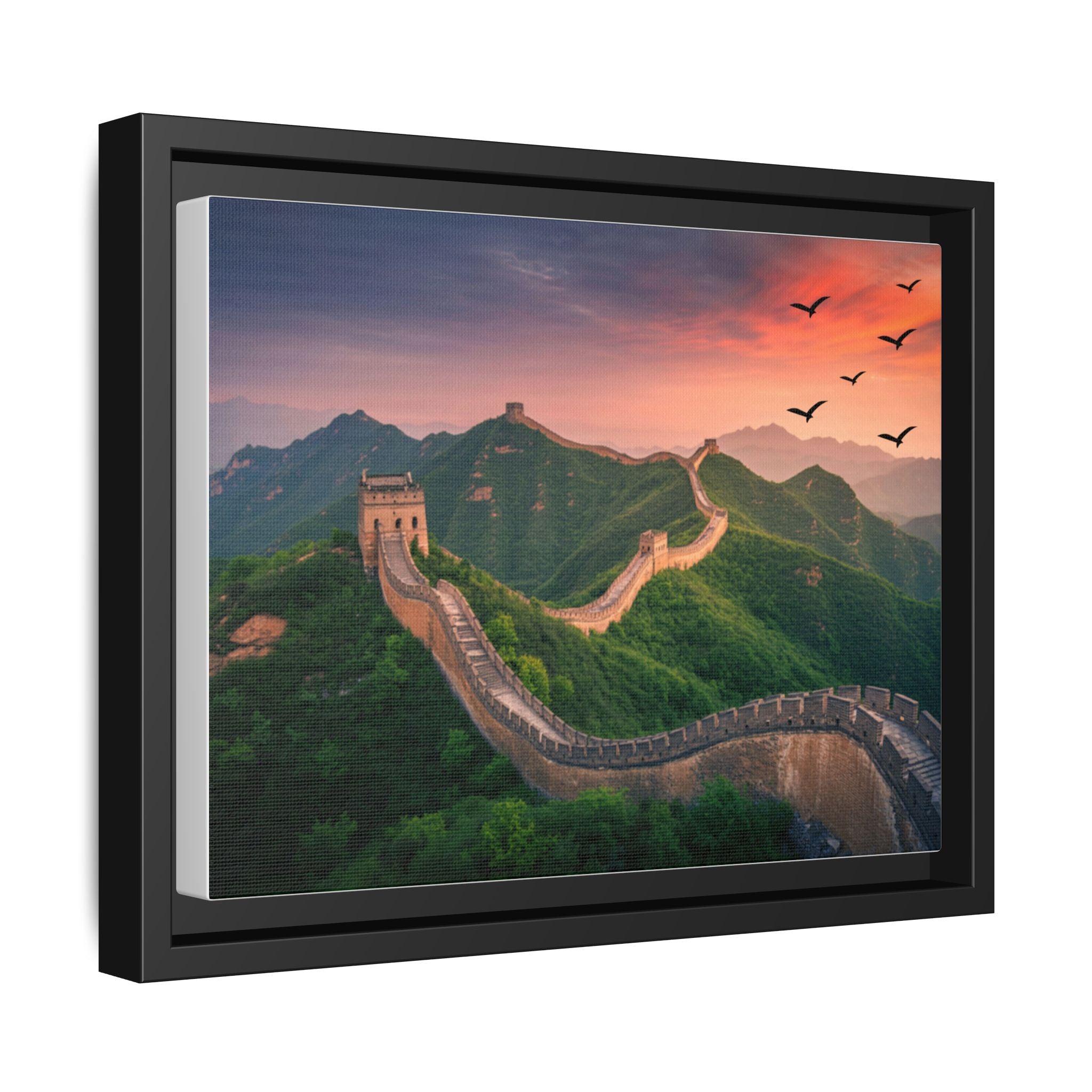 Great Wall of China Sunset Canvas Print – Misty Mountain Landscape Wall Art, Chinese Landmark Decor