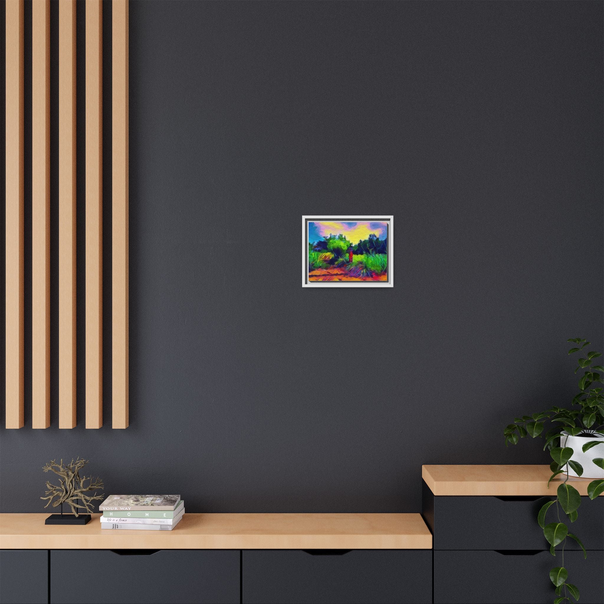 Framed Matte Canvas – Colorful Abstract Landscape Wall Art