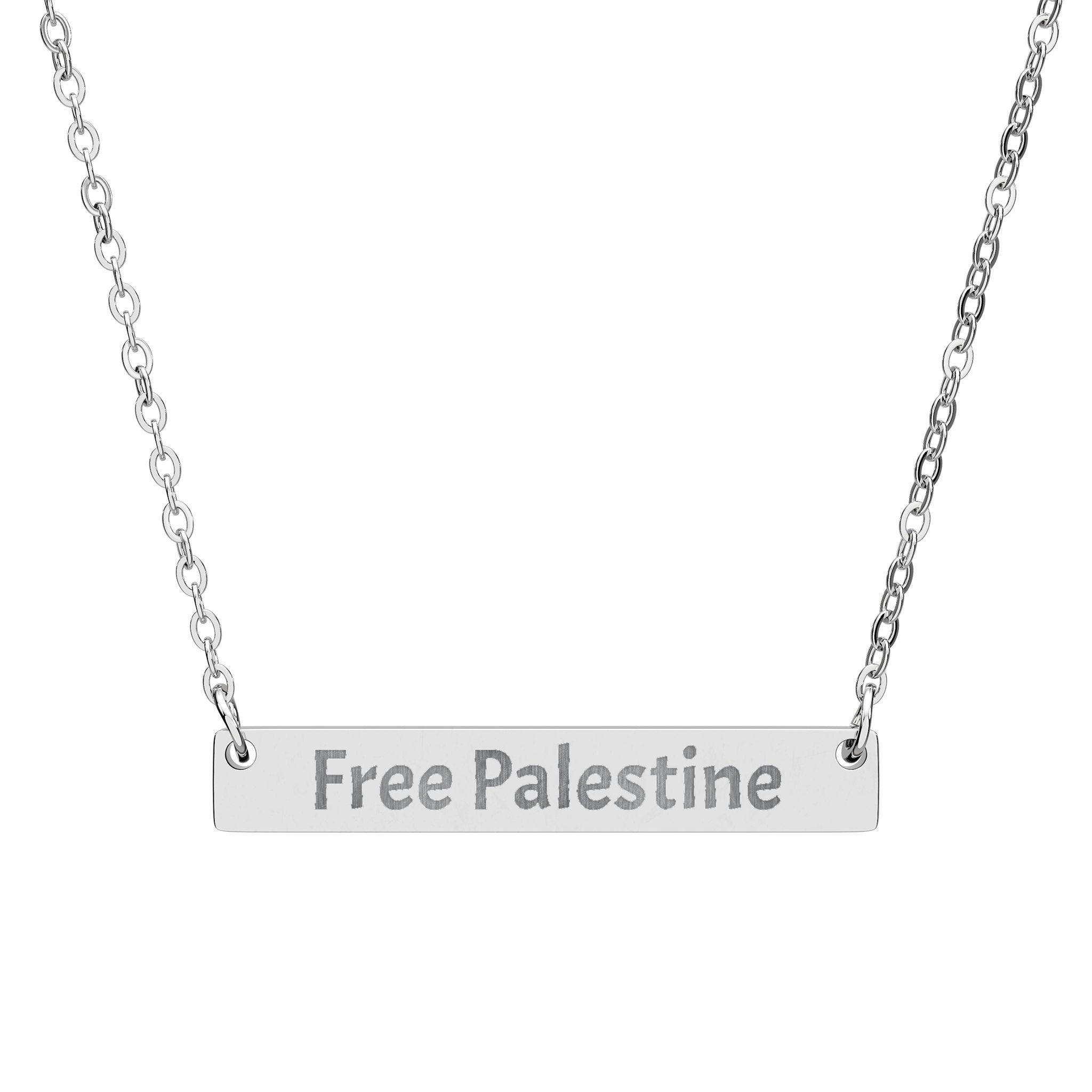 Free Palestine Horizontal Bar Necklace (Engraving)