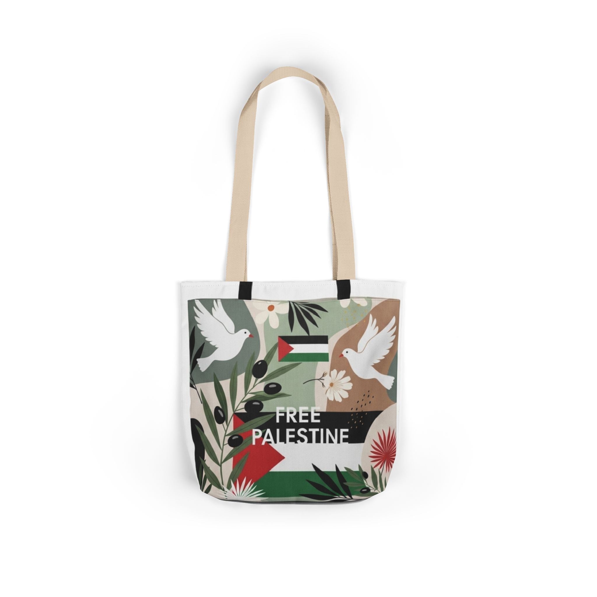 Free Palestine Canvas Tote Bag, 5-Color Straps