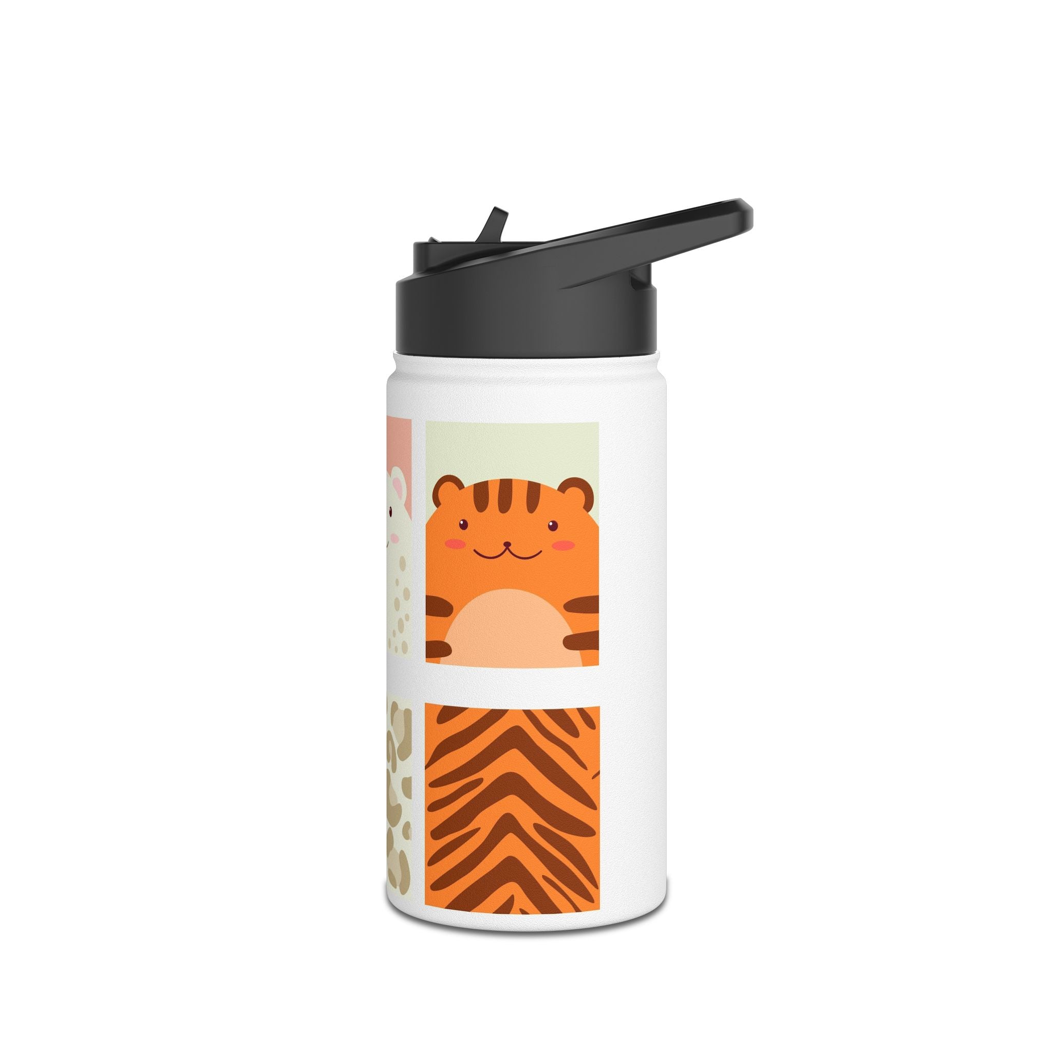 Cute Safari Cats Stainless Steel Water Bottle — Animal Print Kids Bottle
