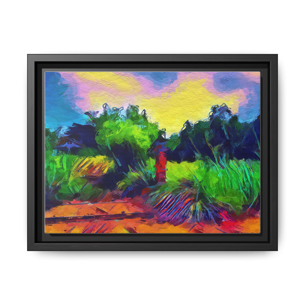 Framed Matte Canvas – Colorful Abstract Landscape Wall Art