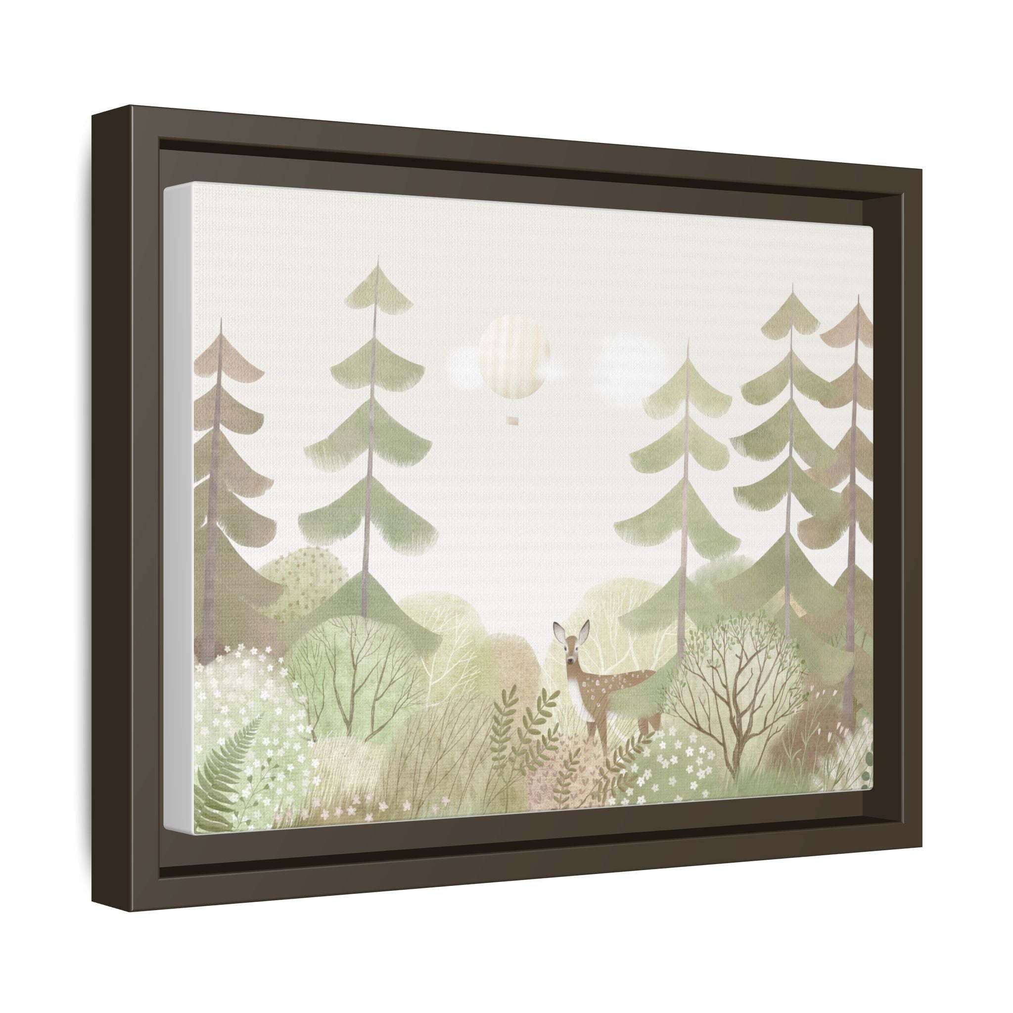 Framed Matte Canvas - Woodland Deer Nursery Art (Multi-Color)