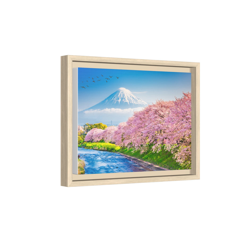 Framed Matte Canvas - Mount Fuji Cherry Blossom Landscape