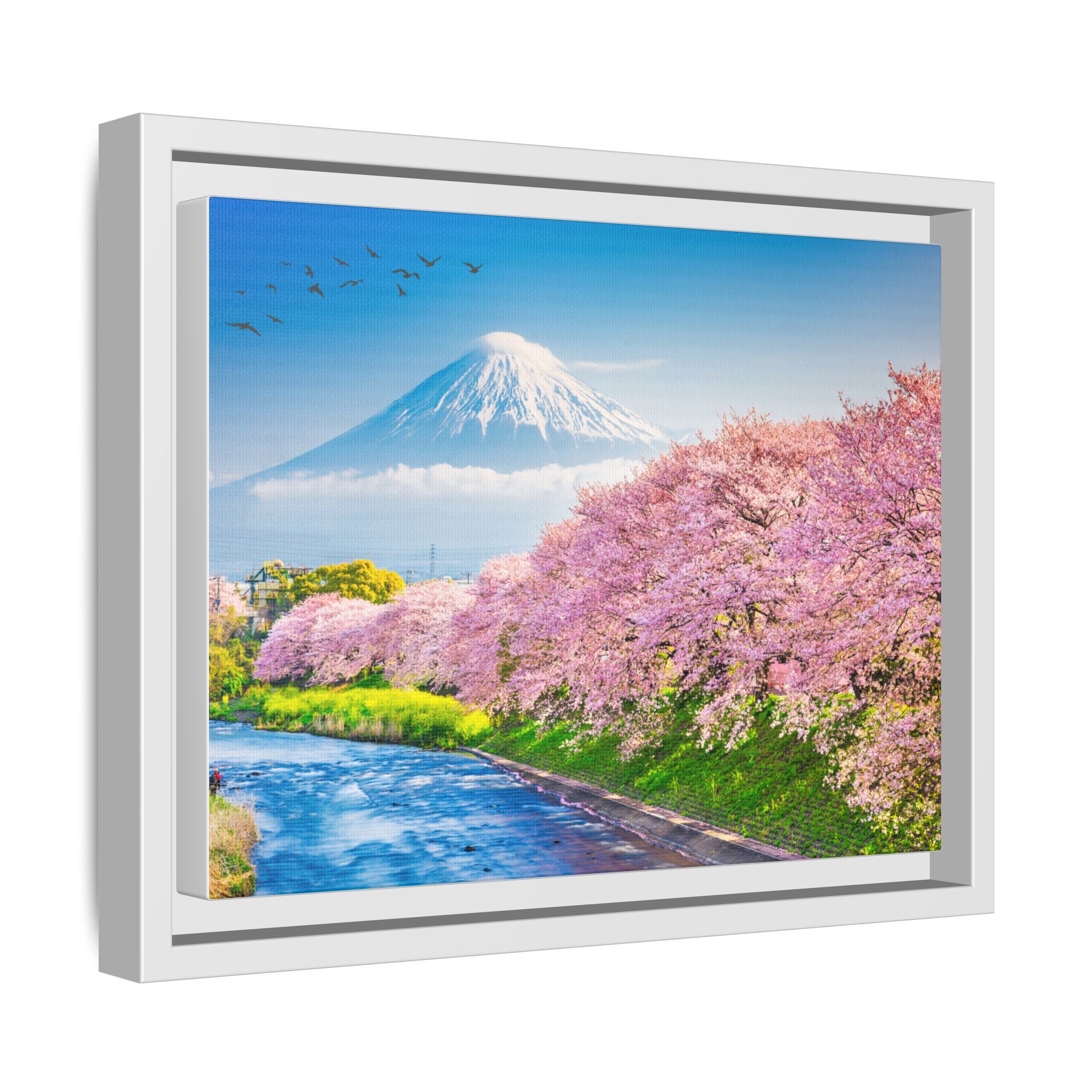 Framed Matte Canvas - Mount Fuji Cherry Blossom Landscape