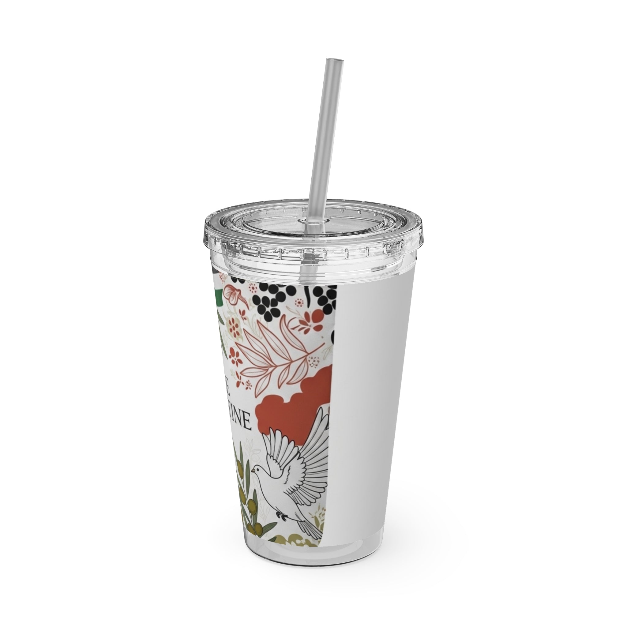Free Palestine Sunsplash Tumbler with Straw, 16oz