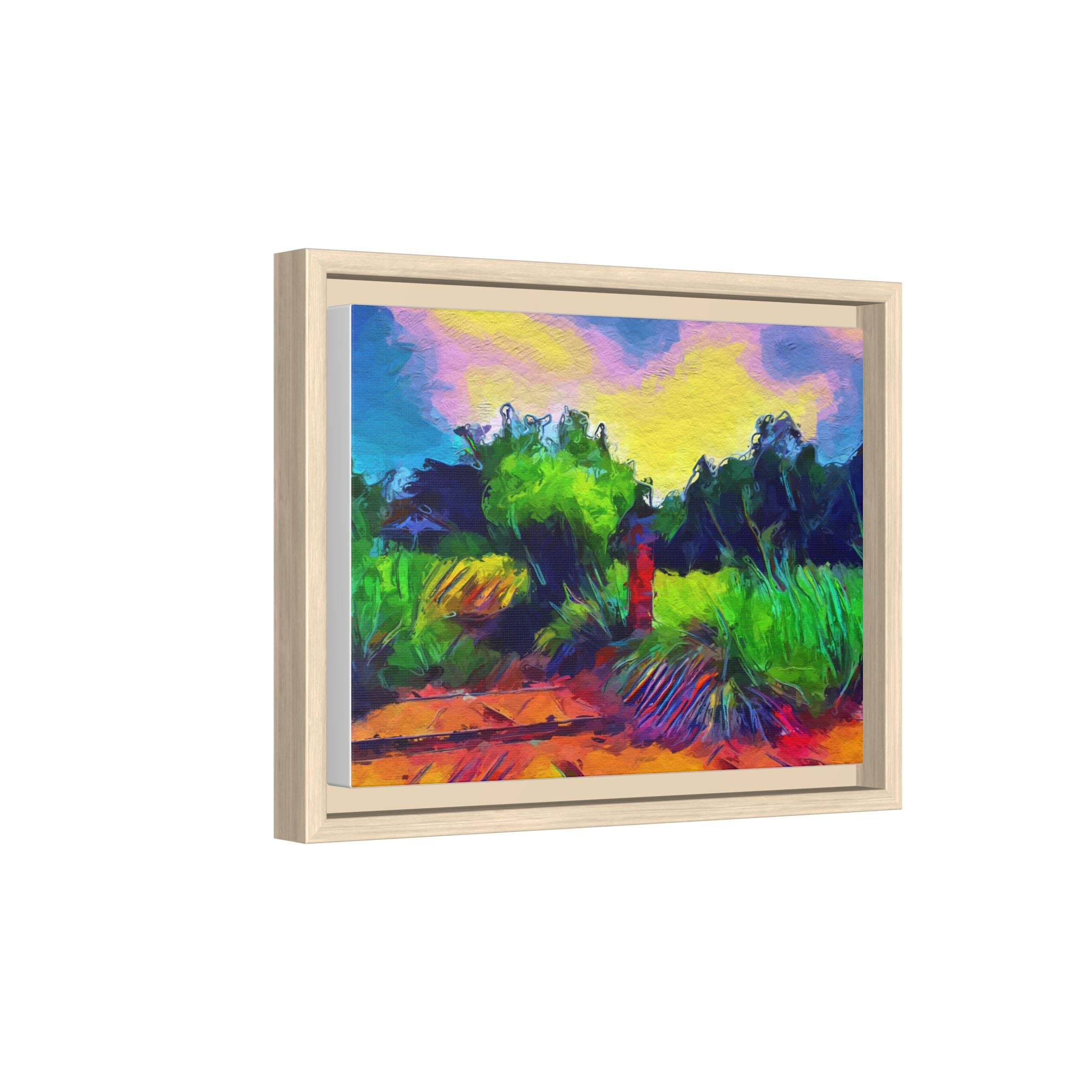 Framed Matte Canvas – Colorful Abstract Landscape Wall Art