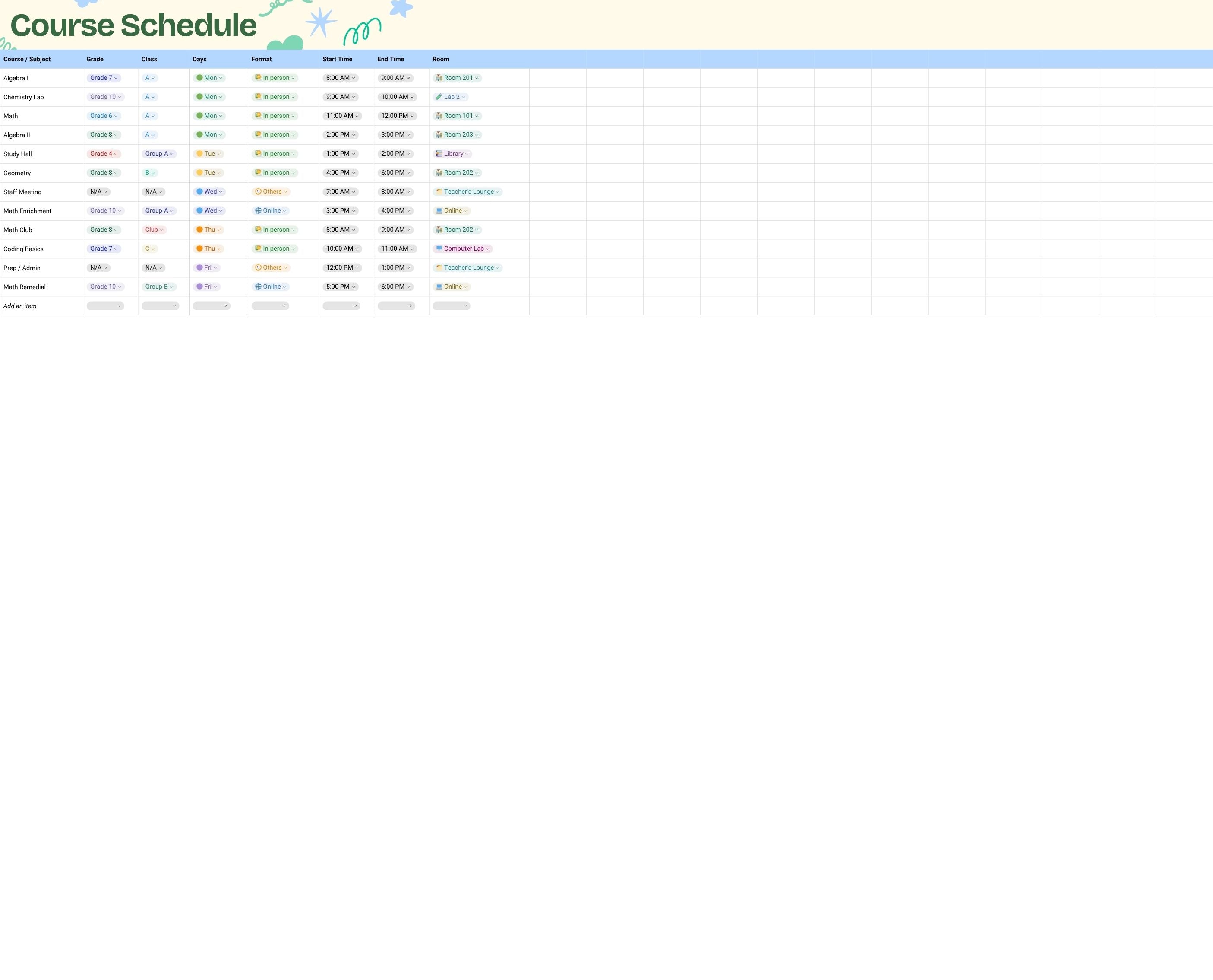 Course Schedule Canva Template – Teacher & School Timetable Planner Digital Download